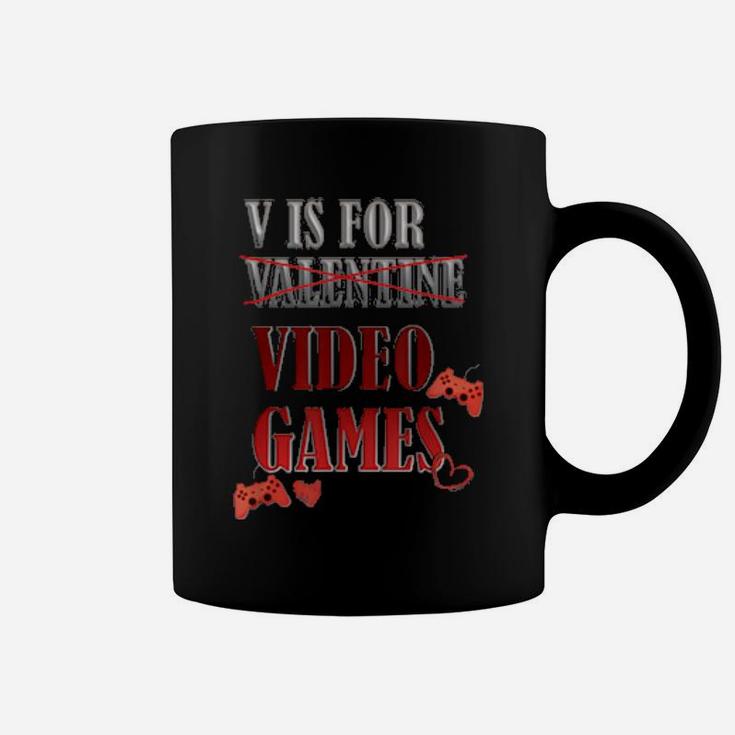 V Is For Video Games Valentine's Day Design For Gamer Coffee Mug