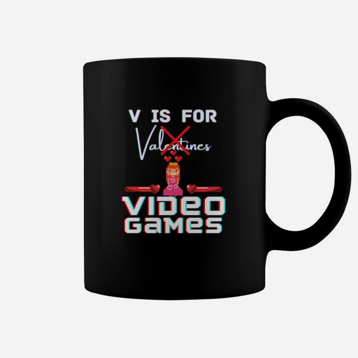 V Is For Video Games Valentines Day Gamer Her Him Love Coffee Mug