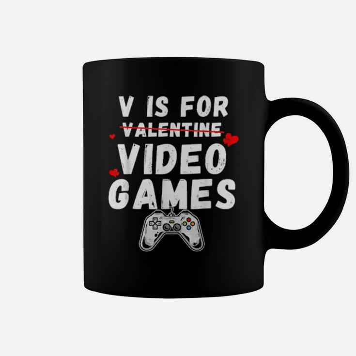 V Is For Video Games Valentines Day Video Gamer Boys Coffee Mug