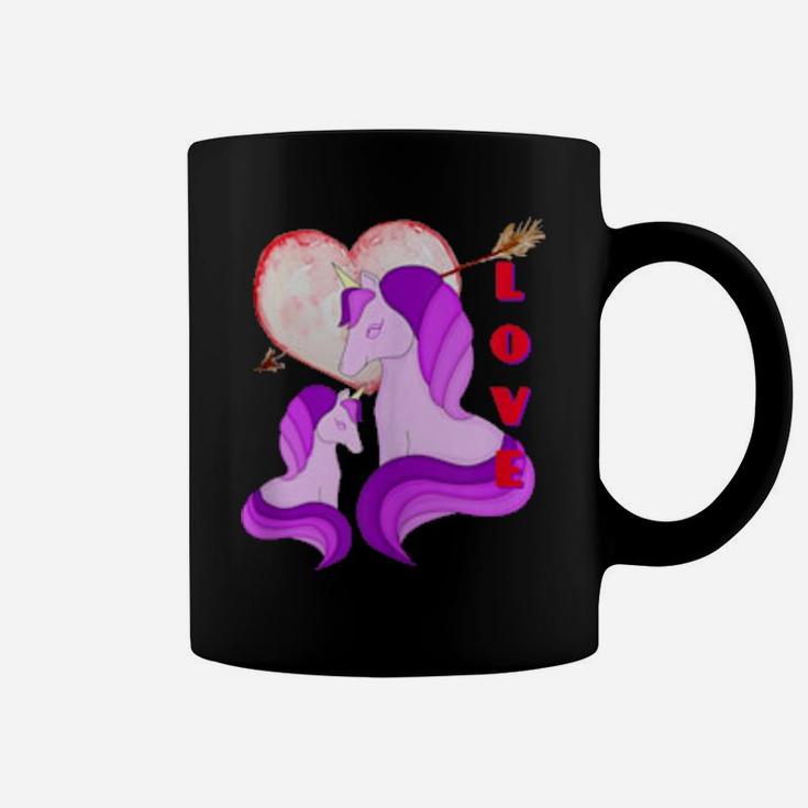 Valentine Unicorn Rainbow Heart Cute Valentine's Day Coffee Mug