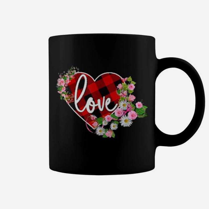 Valentines Day Buffalo Plaid Heart Love Coffee Mug