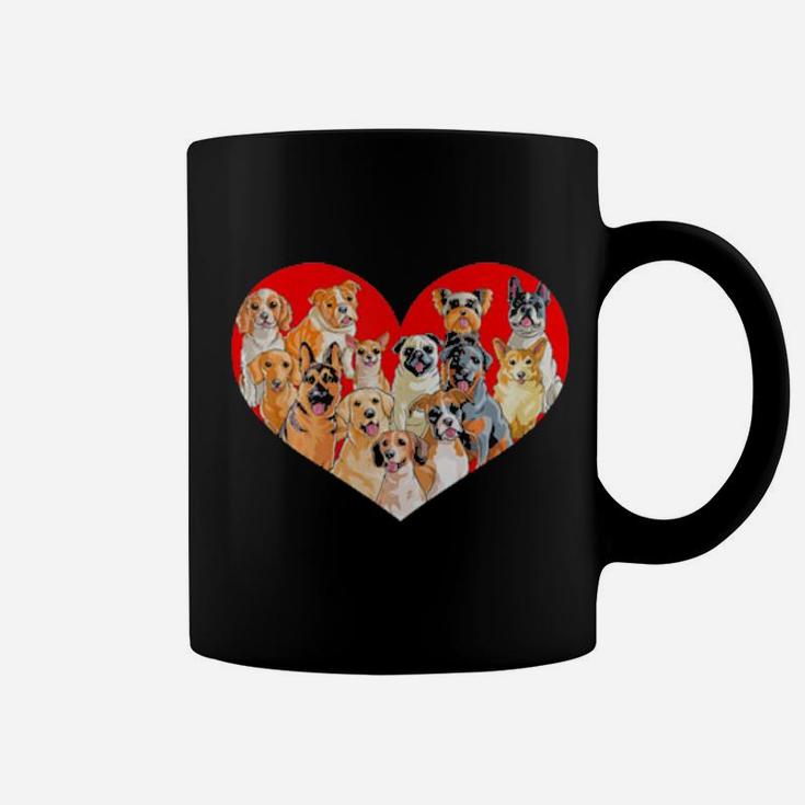 Valentines Day Dogs   Pug Corgi Bulldog Heart Gift Coffee Mug