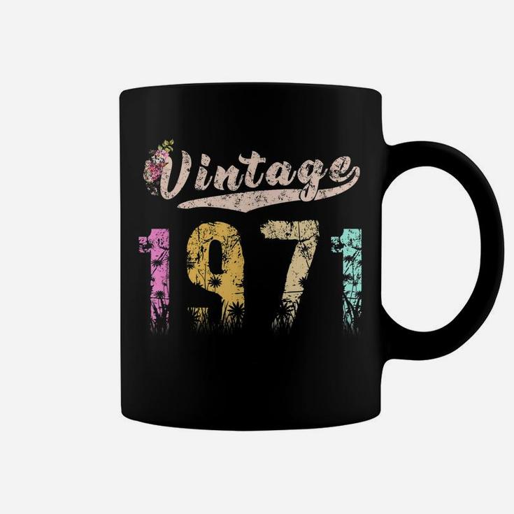 Vintage 1971 Floral Birthday For Women Girls Gifts Coffee Mug
