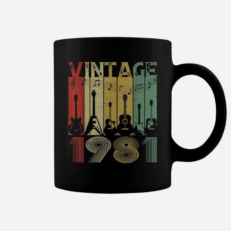 Vintage 1981 Tee 39Th Birthday Gifts Guitarist Guitar Lover Coffee Mug