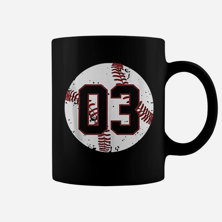 Vintage Baseball Number 03 Cool Softball Mom Gift Coffee Mug