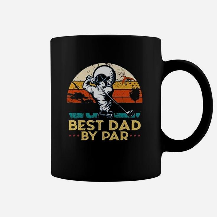 Vintage Best Dad By Par Father Day Golfing Golfers Retro Sunset Gift Coffee Mug