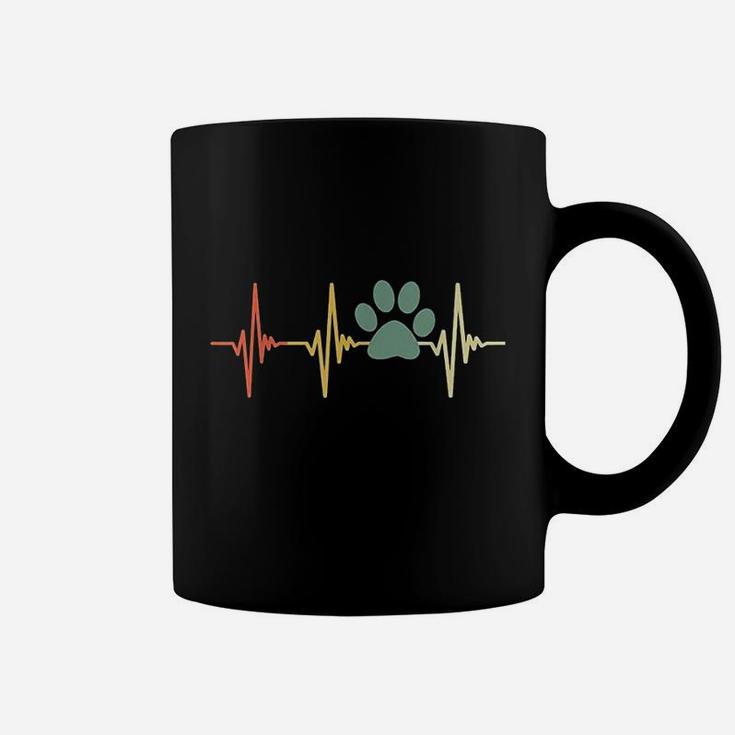 Vintage Dog Heartbeat Retro Paw Print Love Dogs Coffee Mug