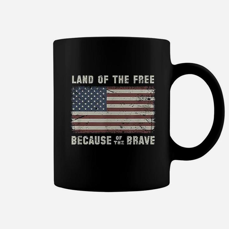 Vintage Flag Land Of The Free Because Of The Brave Coffee Mug