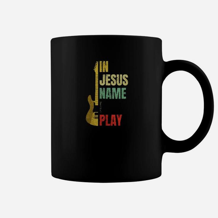 Vintage Guitar In Jesus Name I Play Coffee Mug