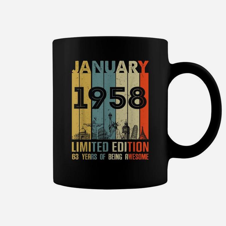 Vintage January 1958 Classic 63 Yrs Old 63Rd Birthday Gift Coffee Mug