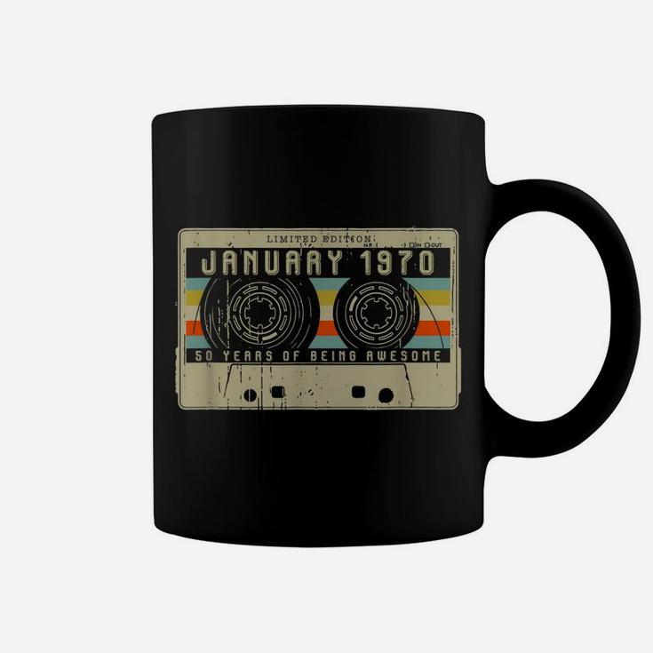 Vintage January 1970 50Th Birthday Gift Retro Cassette Tape Coffee Mug