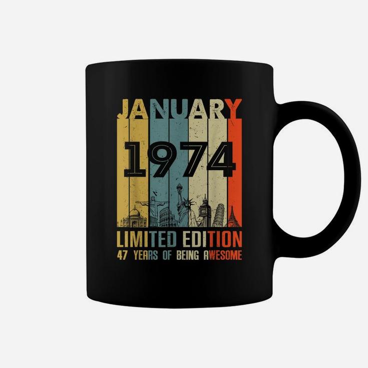Vintage January 1974 Classic 47 Yrs Old 47Th Birthday Gift Coffee Mug