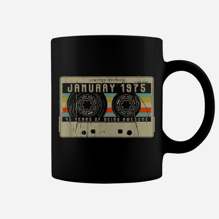 Vintage January 1975 45Th Birthday Gift Retro Cassette Tape Coffee Mug