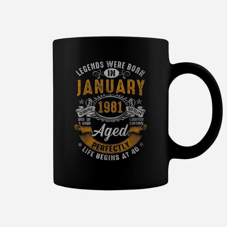 Vintage January 1981 40Th Birthday Gift 40 Years Old Retro Coffee Mug