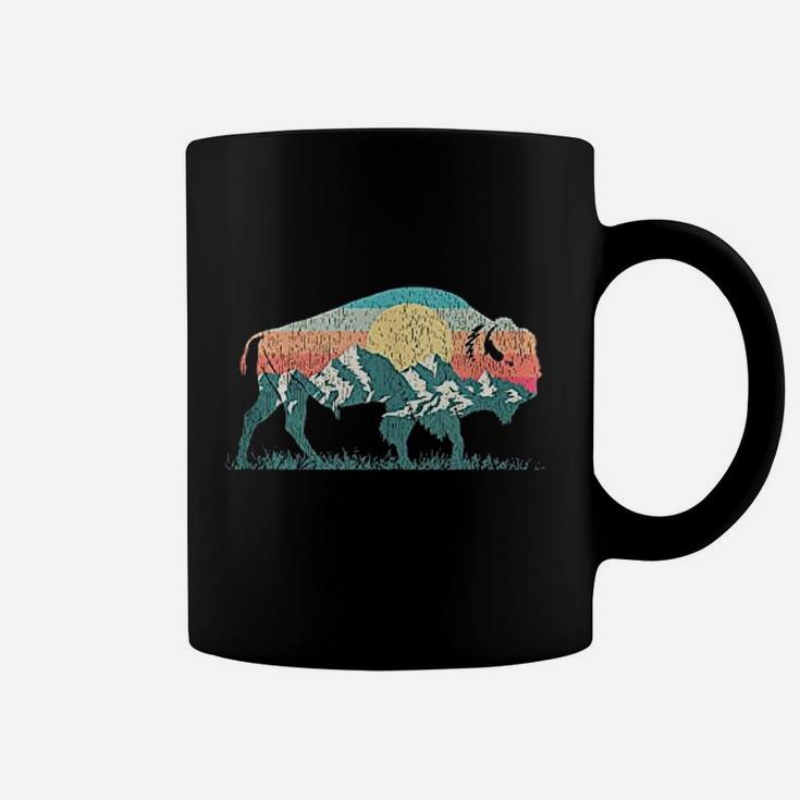 Vintage National Park Bison Landscape Buffalo Coffee Mug