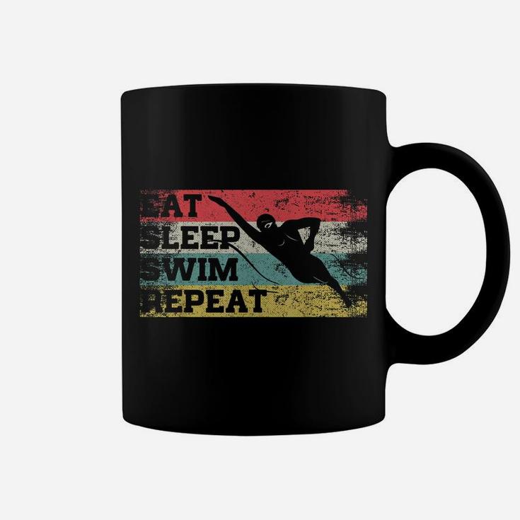 Vintage Retro Eat Sleep Swim Repeat Funny Swimmer Cool Gift Coffee Mug