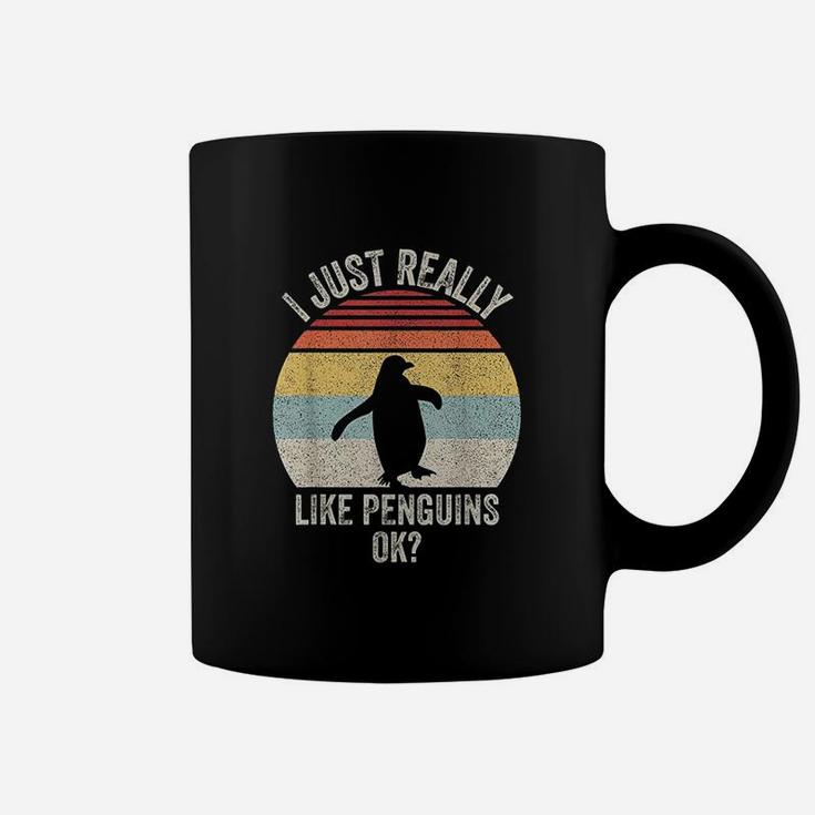 Vintage Retro I Just Really Like Penguins Ok Coffee Mug