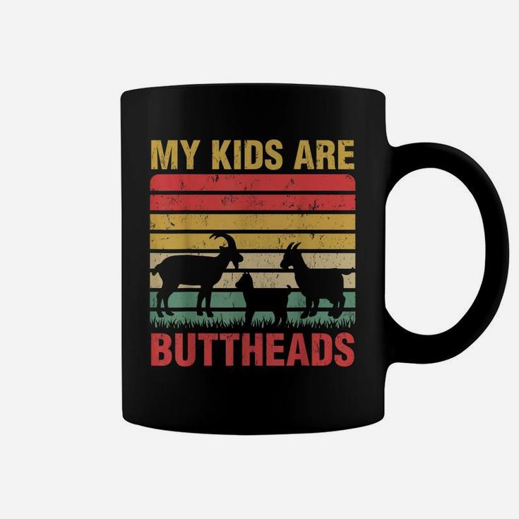Vintage Retro My Kids Are Buttheads Goat Mom Farmer Coffee Mug