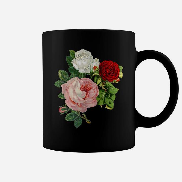 Vintage Roses Flower Floral Illustration Blossom Lovers Gift Coffee Mug