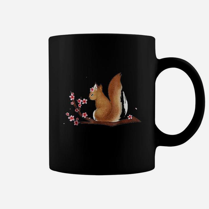 Vintage Squirrel Japanese Cherry Blossom Flower Coffee Mug