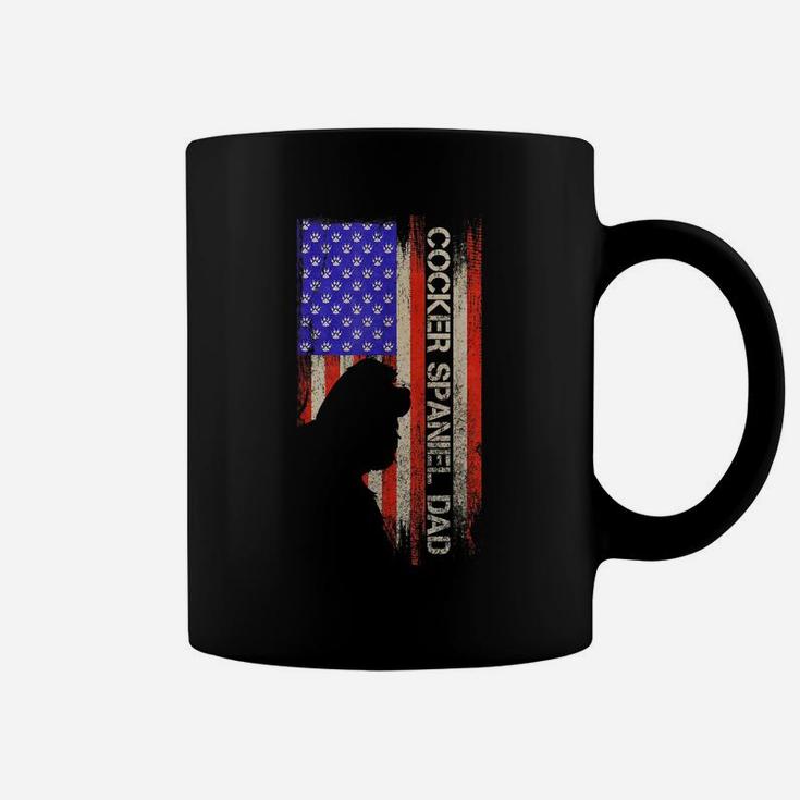 Vintage Usa American Flag Cocker Spaniel Dog Dad Silhouette Coffee Mug