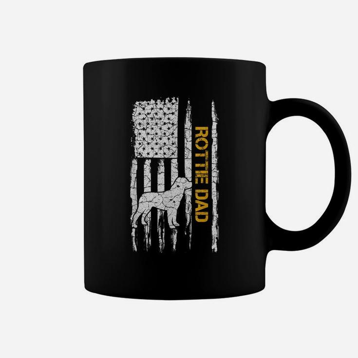 Vintage Usa American Flag Rottweiler Dad Rottie Silhouette Coffee Mug