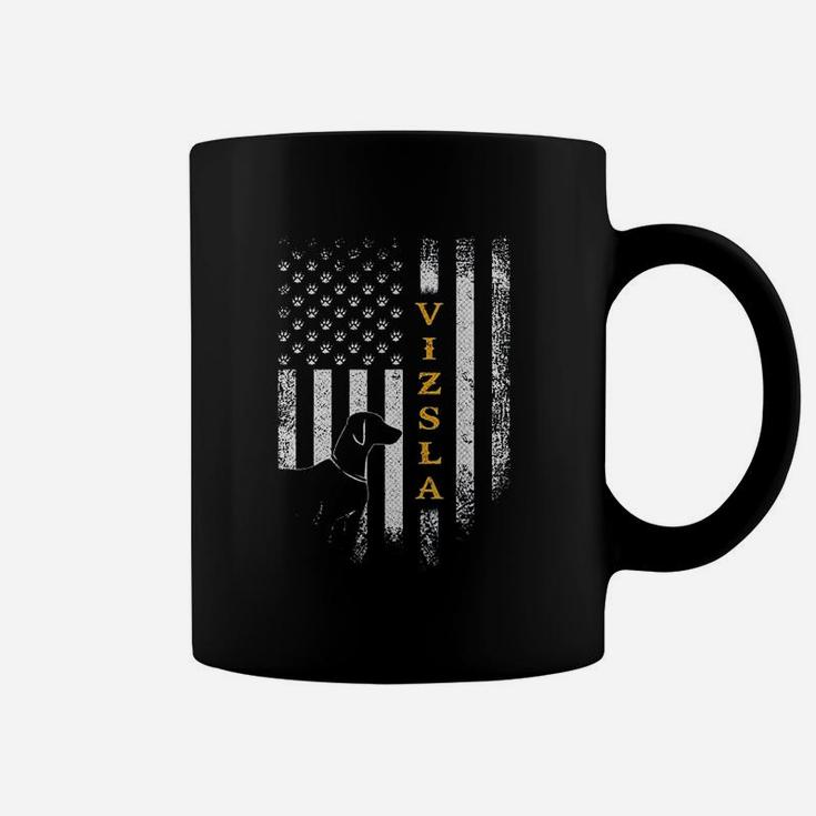 Vintage Usa Vizsla Dog Silhouette American Flag Funny Gift Coffee Mug