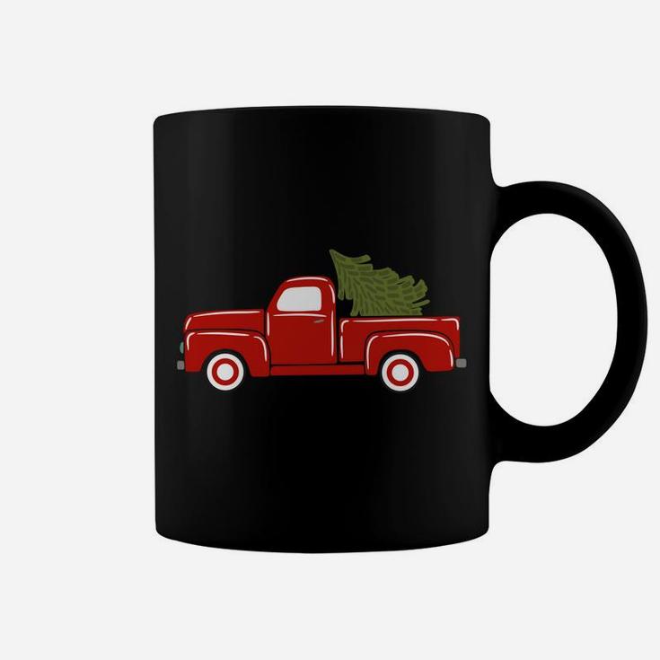 Vintage Wagon Christmas Tree Red Retro Farmer Truck Vacation Coffee Mug