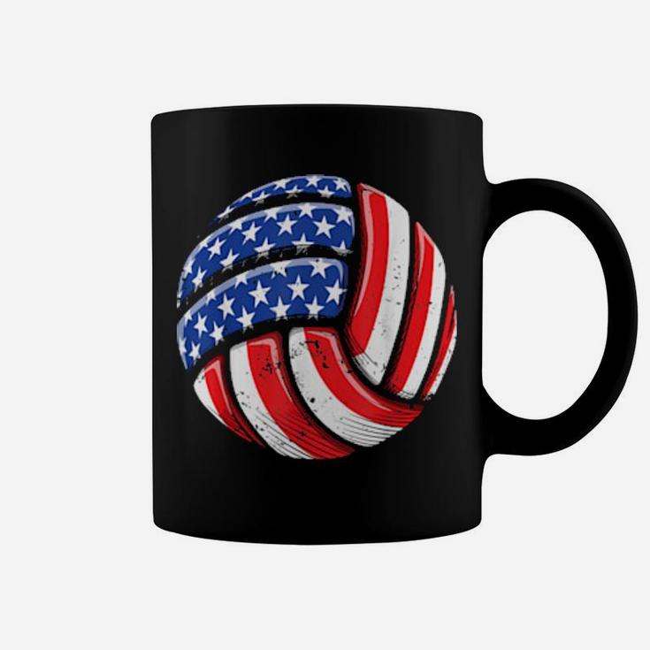Volleyball Ball 4Th Of July Boys Girls American Flag Coffee Mug
