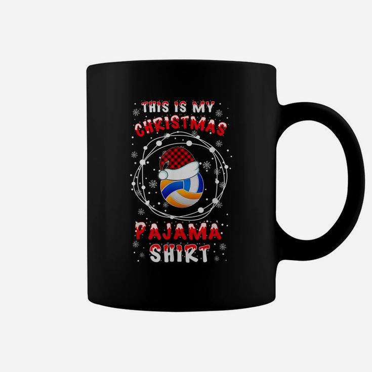 Volleyball Lover Funny Santa Hat Christmas Pyjama Saying Gif Coffee Mug