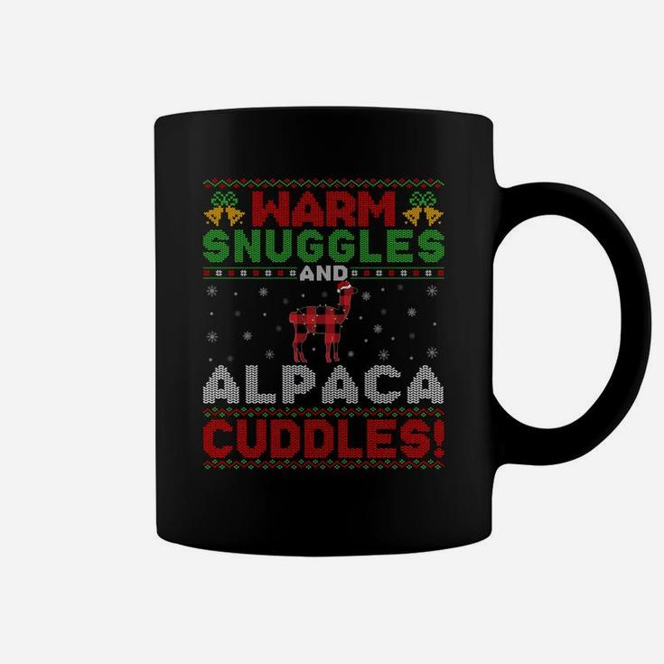 Warm Snuggles And Alpaca Cuddles Ugly Alpaca Christmas Sweatshirt Coffee Mug