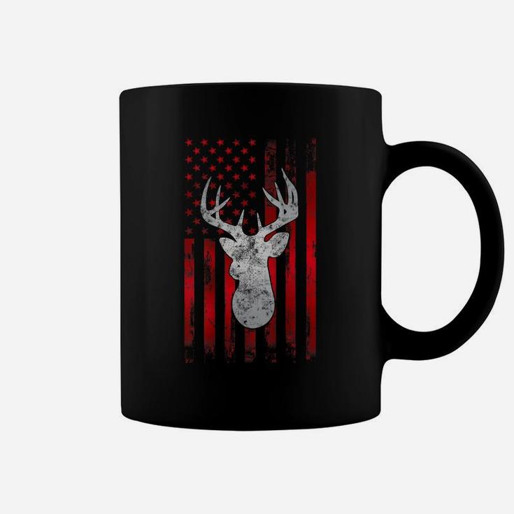 Whitetail Buck Bow Deer Hunting Gift American Usa Flag Coffee Mug