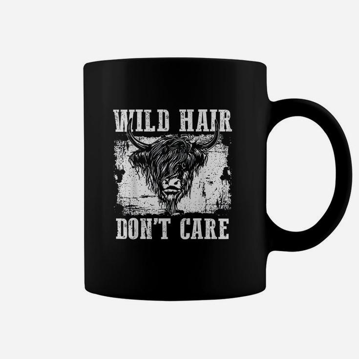 Wild Hair Dont Care Funny Scottish Highland Cattle Cow Coffee Mug