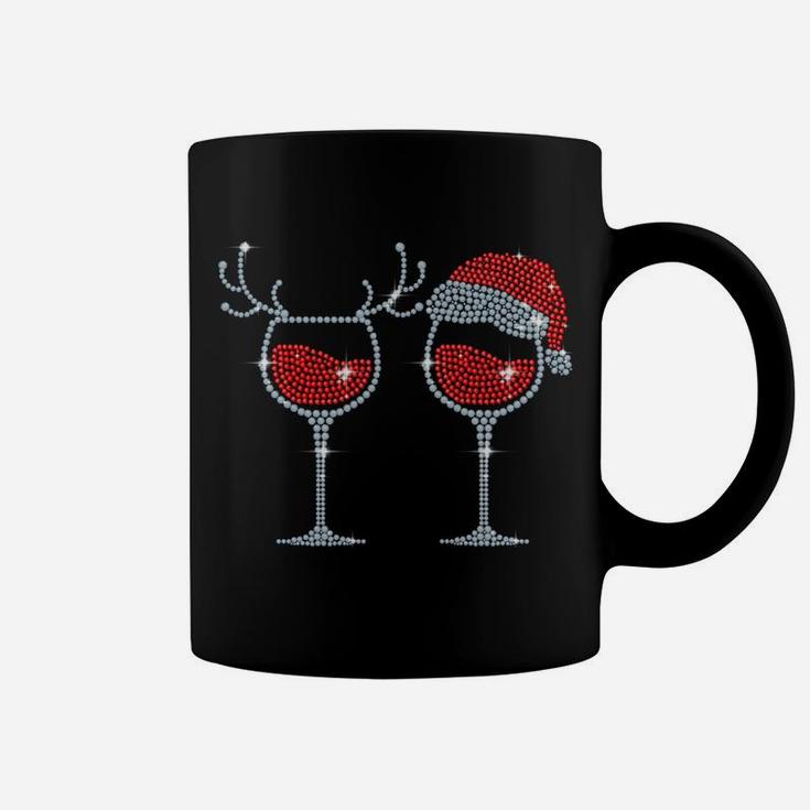 Wine Glass Santa Hat Reindeer Funny Drinking Team Christmas Coffee Mug