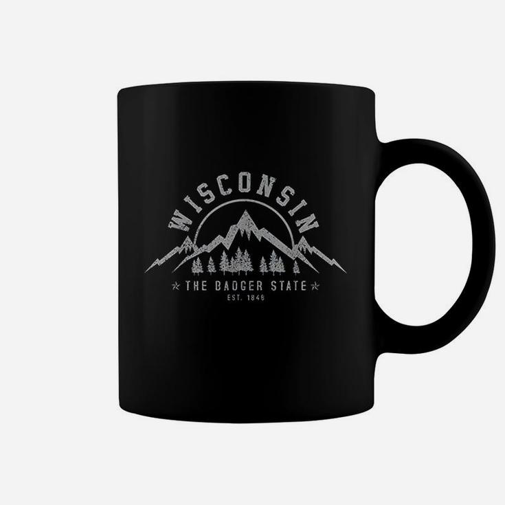 Wisconsin The Badger State Est 1848 Vintage Mountains Gift Coffee Mug