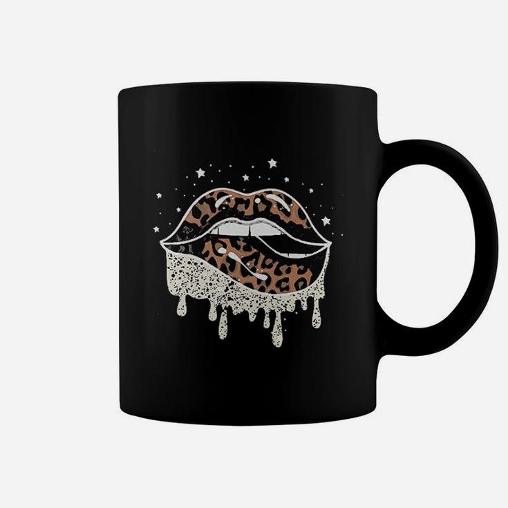 Women Lips Leopard Print Coffee Mug