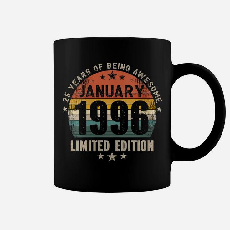 Womens 25 Years Old Made In January 1996 Vintage 25Th Birthday Coffee Mug