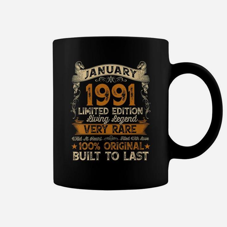 Womens 30Th Birthday Gift 30 Years Old Retro Vintage January 1991 Coffee Mug