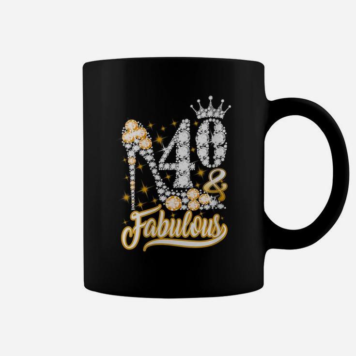 Womens 40 & Fabulous 40 Years Old 40Th Birthday Diamond Crown Shoes Coffee Mug