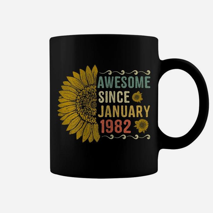 Womens Awesome January 1982 Flowers 38 Years Old 38Th Birthday Gift Coffee Mug