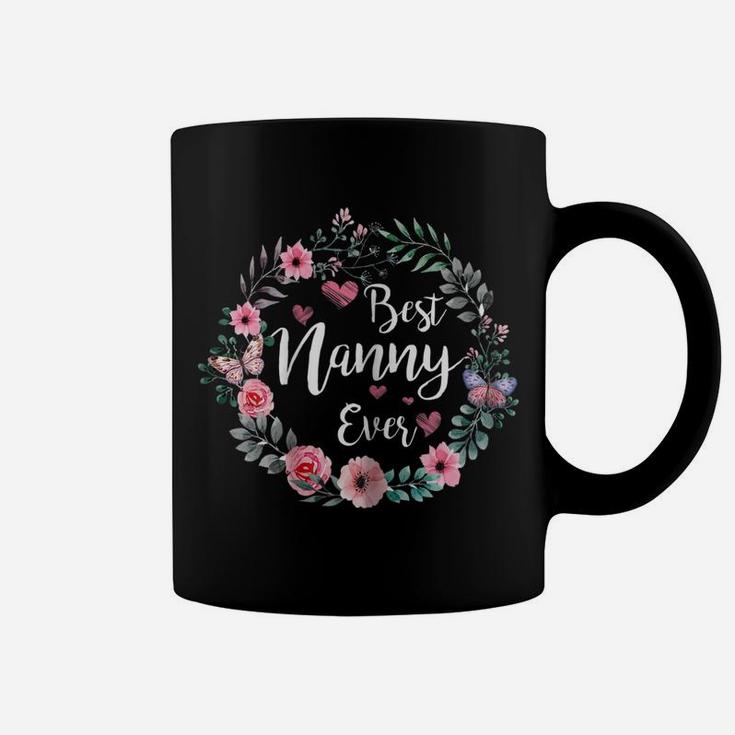 Womens Best Nanny Ever Circle Flower Mother's Day Gift Coffee Mug