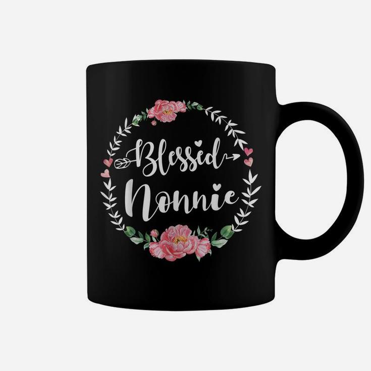Womens Blessed Nonnie Cute Flower Nonnie Gift Coffee Mug