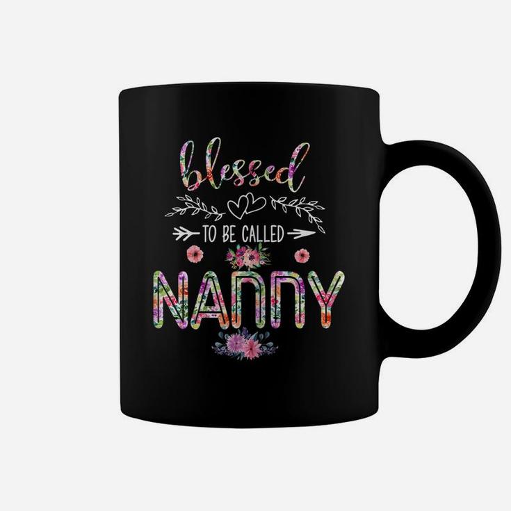 Womens Blessed To Be Called Mom And Nanny Flower Lovers Nanny Coffee Mug