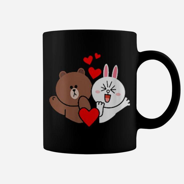 Womens Brown Bear Cony Bunny Rabbit Love  Kisses For You Valentine Coffee Mug