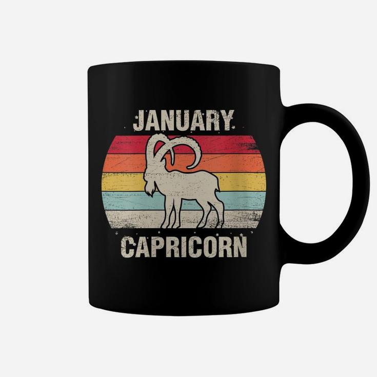 Womens Capricorn January Birthday Gift Retro Sign 70S 60S Coffee Mug