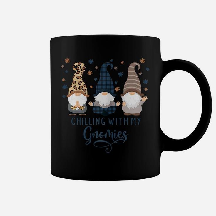Womens Chilling With My Gnomies Blue Brown Autumn Gnomes Gardening Coffee Mug