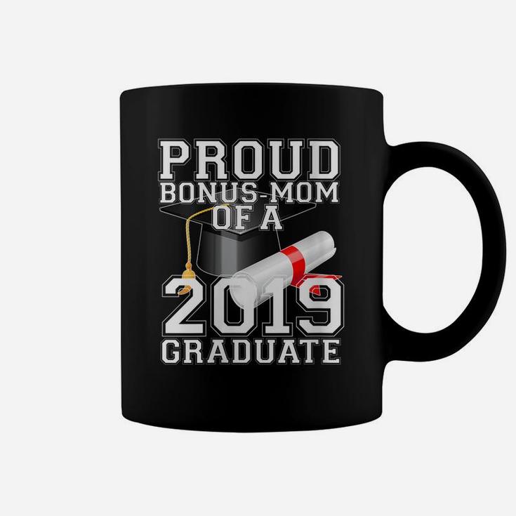Womens Class Of 2019 Proud Bonus Mom Matching Graduation Varsity Coffee Mug
