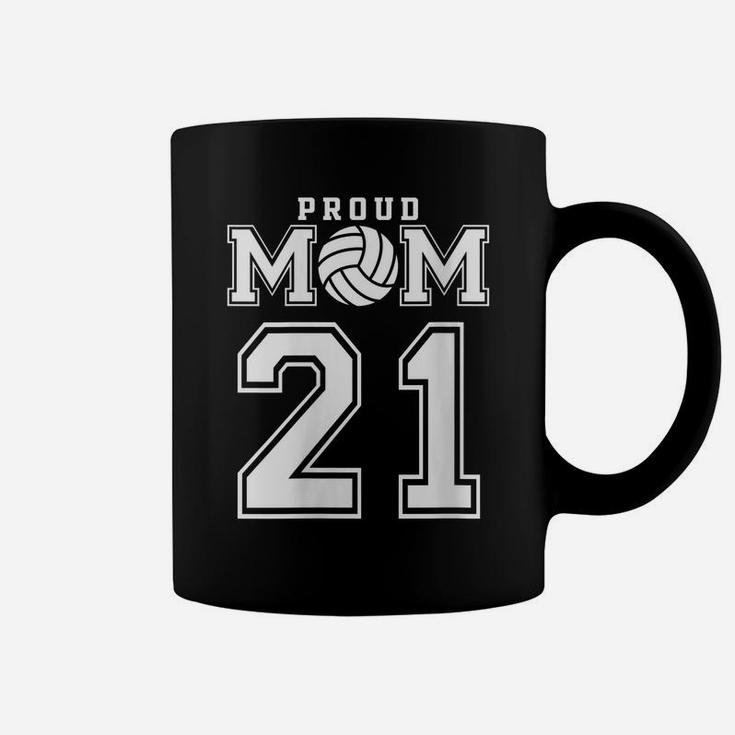 Womens Custom Proud Volleyball Mom Number 21 Personalized Women Coffee Mug