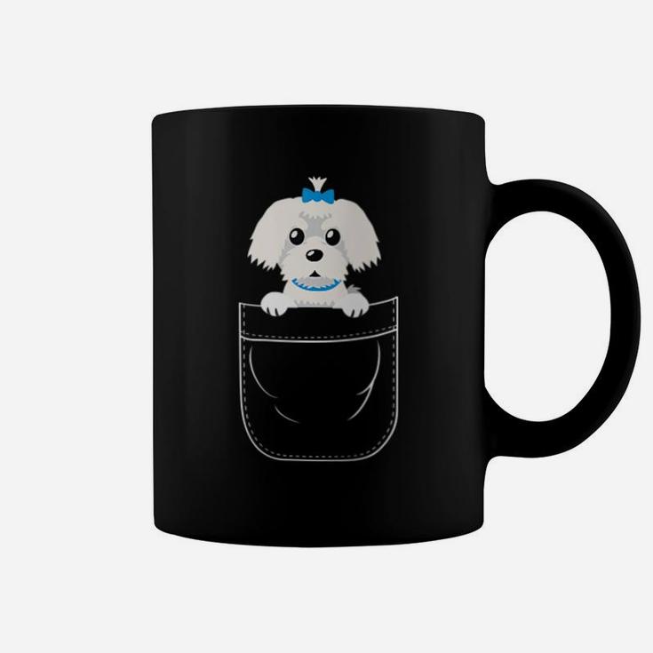 Womens Cute Maltese Dog In Pocket Coffee Mug