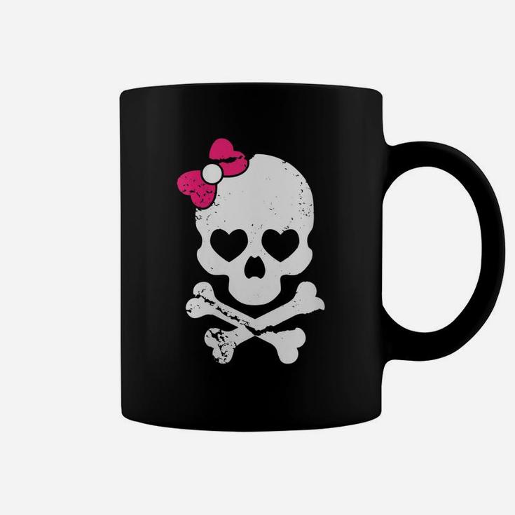 Womens Cute Skull And Cross Bone Pink Bow Tie Women Girls Adorable Coffee Mug